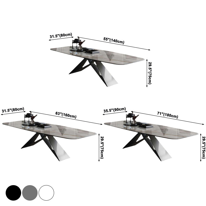 Metal Contemporary Rectangle Dining Table Sintered Stone Table for Dining Room and Kitchen Clearhalo ' dining_table' 'Dining Tables & Seating' 'Dining Tables' 'Furniture' 'furniture_dining_table' 'Kitchen & Dining Furniture' 'kitchen&dining_furn' 'kitchen' 'kitchen_dining_table' 3577827