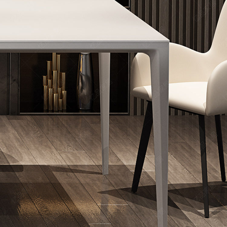 Contemporary Dining Table Sintered Stone Dining Table with 4 Metal Legs for Dining Room Clearhalo ' dining_table' 'Dining Tables & Seating' 'Dining Tables' 'Furniture' 'furniture_dining_table' 'Kitchen & Dining Furniture' 'kitchen&dining_furn' 'kitchen' 'kitchen_dining_table' 3577846