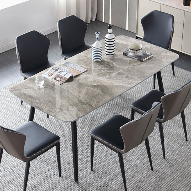 Sintered Stone Modern Style Dining Table Rectangle Table with 4 Legs for Home Gray Clearhalo ' dining_table' 'Dining Tables & Seating' 'Dining Tables' 'Furniture' 'furniture_dining_table' 'Kitchen & Dining Furniture' 'kitchen&dining_furn' 'kitchen' 'kitchen_dining_table' 3577850