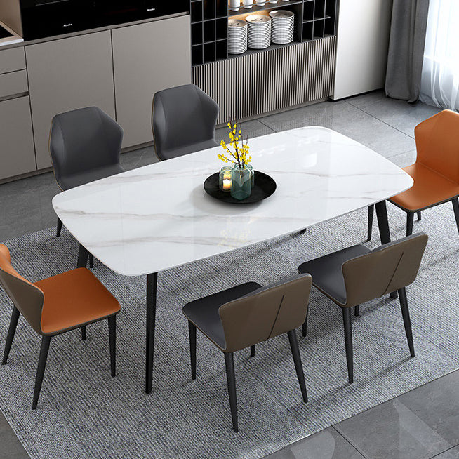 Sintered Stone Modern Style Dining Table Rectangle Table with 4 Legs for Home White Clearhalo ' dining_table' 'Dining Tables & Seating' 'Dining Tables' 'Furniture' 'furniture_dining_table' 'Kitchen & Dining Furniture' 'kitchen&dining_furn' 'kitchen' 'kitchen_dining_table' 3577851
