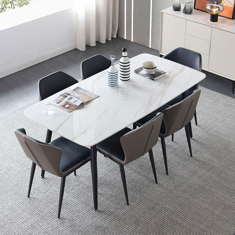 Sintered Stone Modern Style Dining Table Rectangle Table with 4 Legs for Home Clearhalo ' dining_table' 'Dining Tables & Seating' 'Dining Tables' 'Furniture' 'furniture_dining_table' 'Kitchen & Dining Furniture' 'kitchen&dining_furn' 'kitchen' 'kitchen_dining_table' 3577859