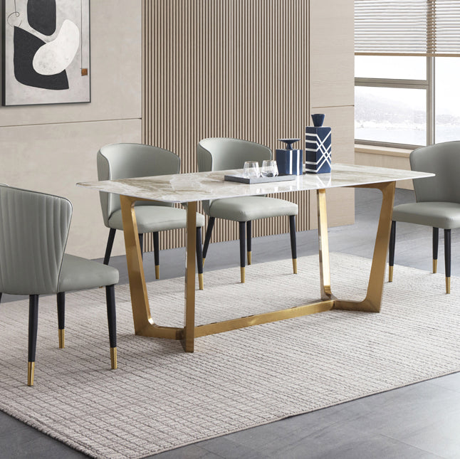 Metal Modern Rectangle Dining Table Sintered Stone Table for Dining Room Clearhalo ' dining_table' 'Dining Tables & Seating' 'Dining Tables' 'Furniture' 'furniture_dining_table' 'Kitchen & Dining Furniture' 'kitchen&dining_furn' 'kitchen' 'kitchen_dining_table' 3577869