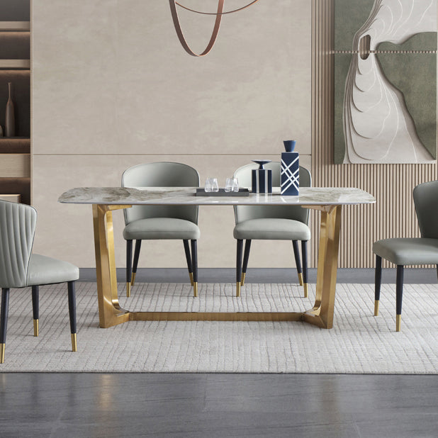 Metal Modern Rectangle Dining Table Sintered Stone Table for Dining Room Clearhalo ' dining_table' 'Dining Tables & Seating' 'Dining Tables' 'Furniture' 'furniture_dining_table' 'Kitchen & Dining Furniture' 'kitchen&dining_furn' 'kitchen' 'kitchen_dining_table' 3577870