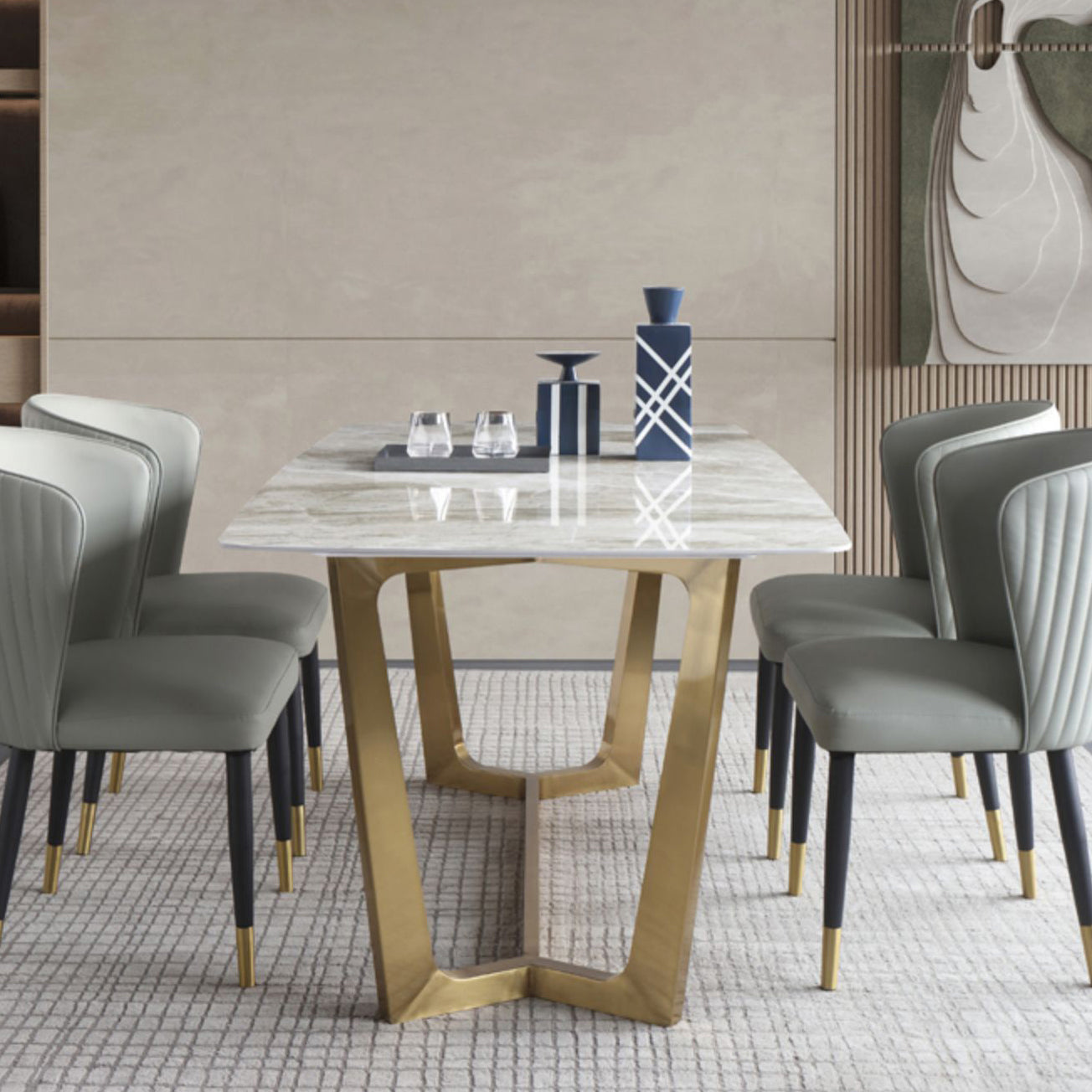 Metal Modern Rectangle Dining Table Sintered Stone Table for Dining Room Clearhalo ' dining_table' 'Dining Tables & Seating' 'Dining Tables' 'Furniture' 'furniture_dining_table' 'Kitchen & Dining Furniture' 'kitchen&dining_furn' 'kitchen' 'kitchen_dining_table' 3577871
