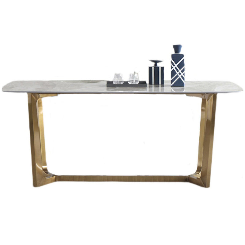 Metal Modern Rectangle Dining Table Sintered Stone Table for Dining Room 63"L x 35.4"W x 29.5"H Clearhalo ' dining_table' 'Dining Tables & Seating' 'Dining Tables' 'Furniture' 'furniture_dining_table' 'Kitchen & Dining Furniture' 'kitchen&dining_furn' 'kitchen' 'kitchen_dining_table' 3577872