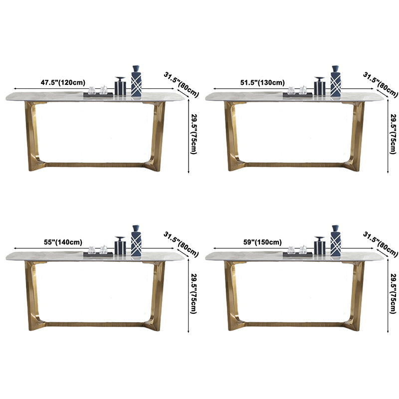 Metal Modern Rectangle Dining Table Sintered Stone Table for Dining Room Clearhalo ' dining_table' 'Dining Tables & Seating' 'Dining Tables' 'Furniture' 'furniture_dining_table' 'Kitchen & Dining Furniture' 'kitchen&dining_furn' 'kitchen' 'kitchen_dining_table' 3577877