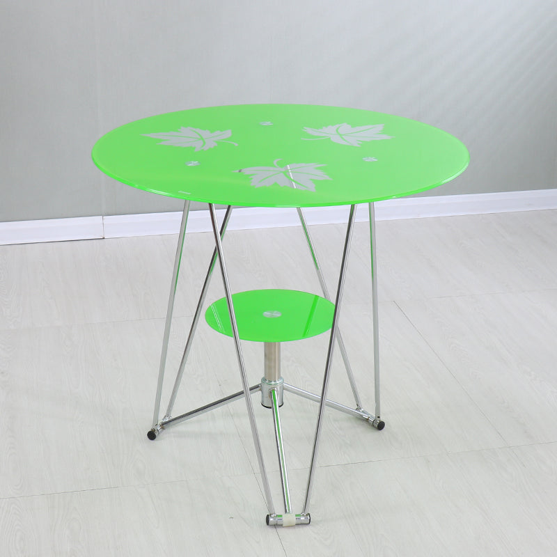 Round Tripod Dining Site Table Metal Dinette Table with Tempered Glass Green Clearhalo ' dining_table' 'Dining Tables & Seating' 'Dining Tables' 'Furniture' 'furniture_dining_table' 'Kitchen & Dining Furniture' 'kitchen&dining_furn' 'kitchen' 'kitchen_dining_table' 3577887