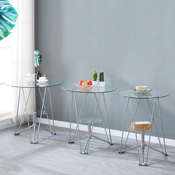 Round Tripod Dining Site Table Metal Dinette Table with Tempered Glass Clearhalo ' dining_table' 'Dining Tables & Seating' 'Dining Tables' 'Furniture' 'furniture_dining_table' 'Kitchen & Dining Furniture' 'kitchen&dining_furn' 'kitchen' 'kitchen_dining_table' 3577892