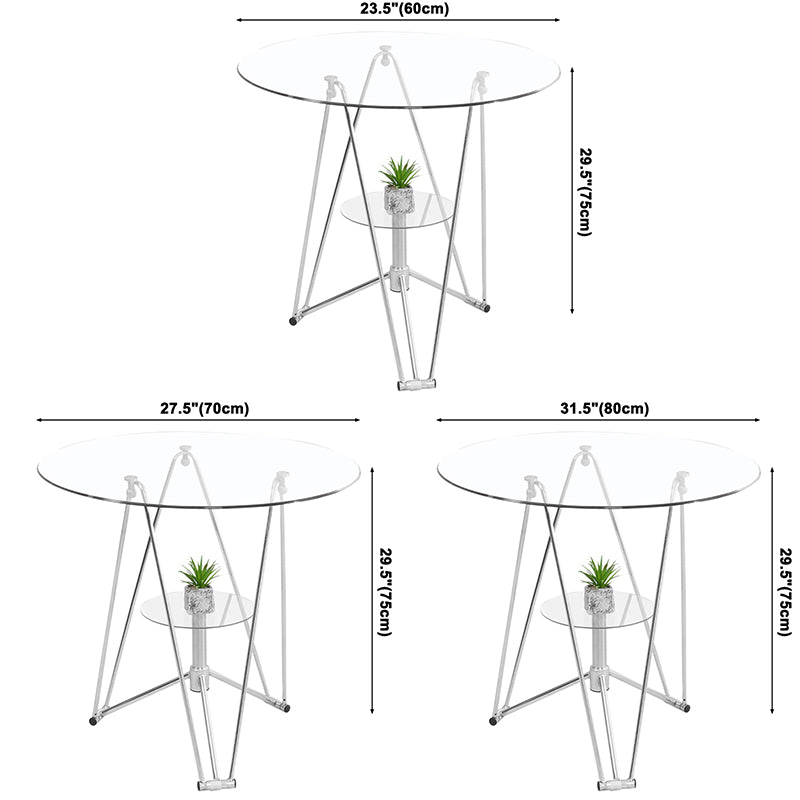 Round Tripod Dining Site Table Metal Dinette Table with Tempered Glass Clearhalo ' dining_table' 'Dining Tables & Seating' 'Dining Tables' 'Furniture' 'furniture_dining_table' 'Kitchen & Dining Furniture' 'kitchen&dining_furn' 'kitchen' 'kitchen_dining_table' 3577894