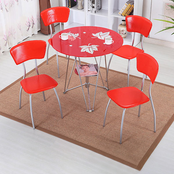 Round Tripod Dining Site Table Metal Dinette Table with Tempered Glass Clearhalo ' dining_table' 'Dining Tables & Seating' 'Dining Tables' 'Furniture' 'furniture_dining_table' 'Kitchen & Dining Furniture' 'kitchen&dining_furn' 'kitchen' 'kitchen_dining_table' 3577896