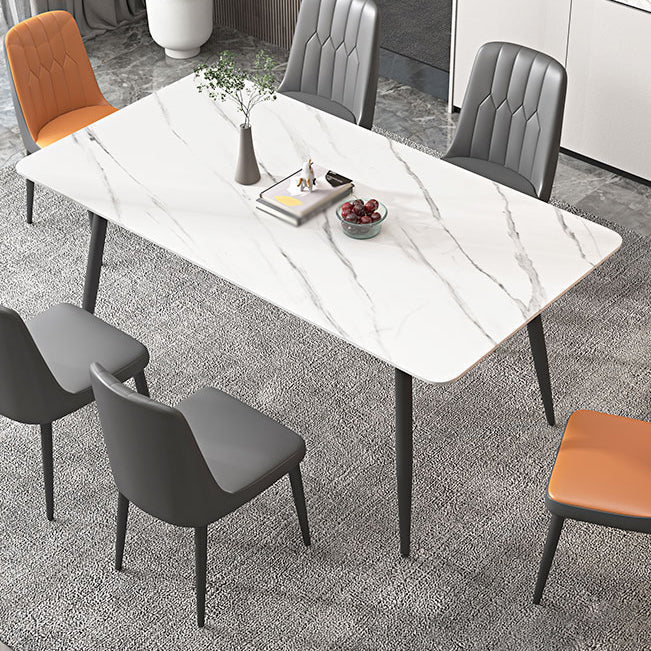 Metal Simplicity Rectangle Dining Table Stone Dinner Table with 4 Legs Clearhalo ' dining_table' 'Dining Tables & Seating' 'Dining Tables' 'Furniture' 'furniture_dining_table' 'Kitchen & Dining Furniture' 'kitchen&dining_furn' 'kitchen' 'kitchen_dining_table' 3577898