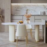 Contemporary Dining Table Sintered Stone Dining Table with Double Pedestal for Dining Clearhalo ' dining_table' 'Dining Tables & Seating' 'Dining Tables' 'Furniture' 'furniture_dining_table' 'Kitchen & Dining Furniture' 'kitchen&dining_furn' 'kitchen' 'kitchen_dining_table' 3577909