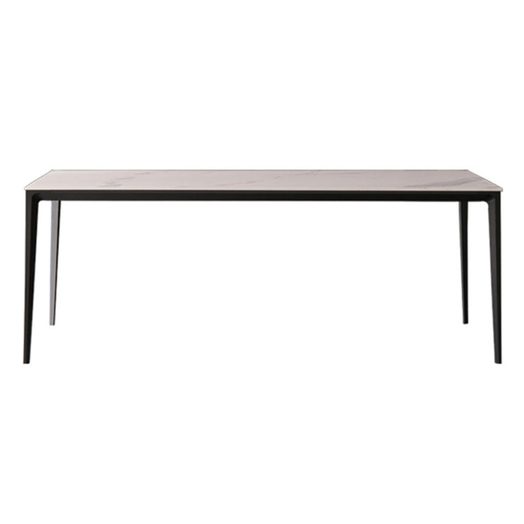 Contemporary Dining Table Sintered Stone Rectangular Table with Metallic Four-leg Black Clearhalo ' dining_table' 'Dining Tables & Seating' 'Dining Tables' 'Furniture' 'furniture_dining_table' 'Kitchen & Dining Furniture' 'kitchen&dining_furn' 'kitchen' 'kitchen_dining_table' 3577916
