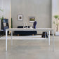 Contemporary Dining Table Sintered Stone Rectangular Table with Metallic Four-leg Clearhalo ' dining_table' 'Dining Tables & Seating' 'Dining Tables' 'Furniture' 'furniture_dining_table' 'Kitchen & Dining Furniture' 'kitchen&dining_furn' 'kitchen' 'kitchen_dining_table' 3577917
