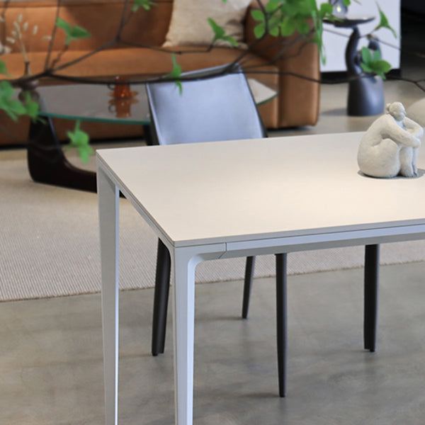 Contemporary Dining Table Sintered Stone Rectangular Table with Metallic Four-leg Clearhalo ' dining_table' 'Dining Tables & Seating' 'Dining Tables' 'Furniture' 'furniture_dining_table' 'Kitchen & Dining Furniture' 'kitchen&dining_furn' 'kitchen' 'kitchen_dining_table' 3577922