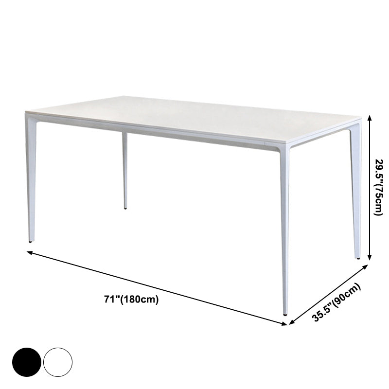 Contemporary Dining Table Sintered Stone Rectangular Table with Metallic Four-leg Clearhalo ' dining_table' 'Dining Tables & Seating' 'Dining Tables' 'Furniture' 'furniture_dining_table' 'Kitchen & Dining Furniture' 'kitchen&dining_furn' 'kitchen' 'kitchen_dining_table' 3577926