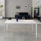 Contemporary Dining Table Sintered Stone Rectangular Table with Metallic Four-leg Clearhalo ' dining_table' 'Dining Tables & Seating' 'Dining Tables' 'Furniture' 'furniture_dining_table' 'Kitchen & Dining Furniture' 'kitchen&dining_furn' 'kitchen' 'kitchen_dining_table' 3577927