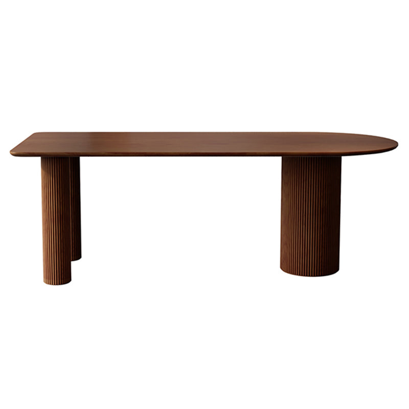 55" Irregular Shape Dining Table Wooden Island Table with 3 Legs for Restaurant Brown Clearhalo ' dining_table' 'Dining Tables & Seating' 'Dining Tables' 'Furniture' 'furniture_dining_table' 'Kitchen & Dining Furniture' 'kitchen&dining_furn' 'kitchen' 'kitchen_dining_table' 3577935
