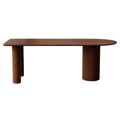 55" Irregular Shape Dining Table Wooden Island Table with 3 Legs for Restaurant Brown Clearhalo ' dining_table' 'Dining Tables & Seating' 'Dining Tables' 'Furniture' 'furniture_dining_table' 'Kitchen & Dining Furniture' 'kitchen&dining_furn' 'kitchen' 'kitchen_dining_table' 3577935