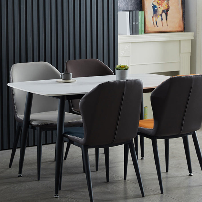 Contemporary Rectangle Dining Table Sintered Stone Dining Table with 4 Metal Legs for Dining Room Clearhalo ' dining_table' 'Dining Tables & Seating' 'Dining Tables' 'Furniture' 'furniture_dining_table' 'Kitchen & Dining Furniture' 'kitchen&dining_furn' 'kitchen' 'kitchen_dining_table' 3577946