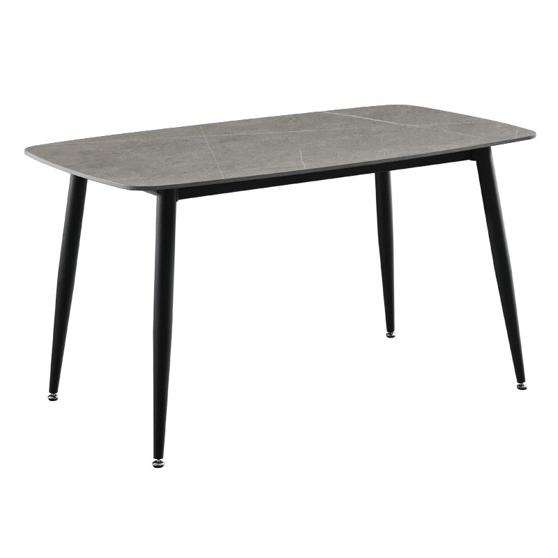 Contemporary Rectangle Dining Table Sintered Stone Dining Table with 4 Metal Legs for Dining Room Clearhalo ' dining_table' 'Dining Tables & Seating' 'Dining Tables' 'Furniture' 'furniture_dining_table' 'Kitchen & Dining Furniture' 'kitchen&dining_furn' 'kitchen' 'kitchen_dining_table' 3577948