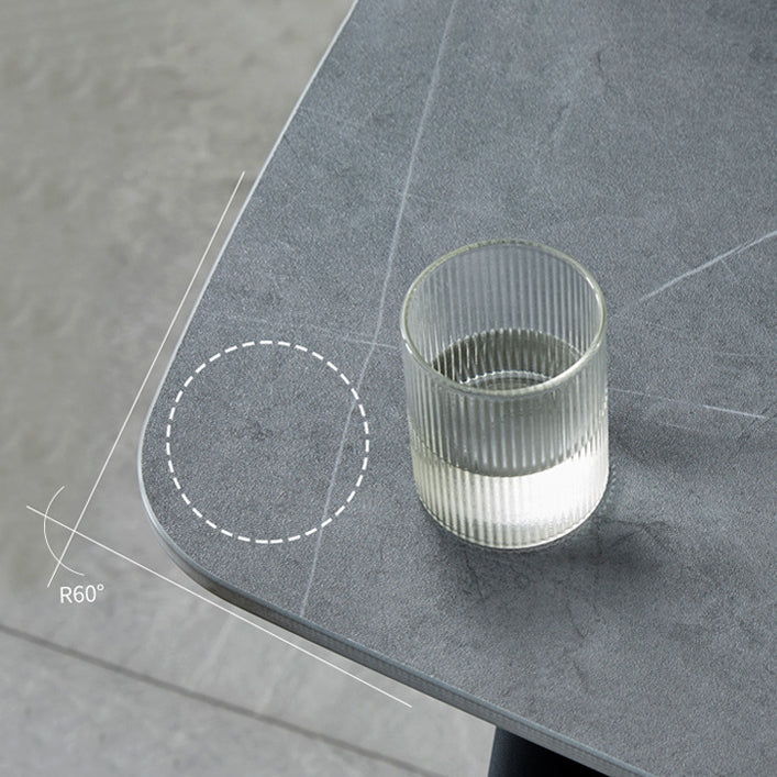 Contemporary Rectangle Dining Table Sintered Stone Dining Table with 4 Metal Legs for Dining Room Clearhalo ' dining_table' 'Dining Tables & Seating' 'Dining Tables' 'Furniture' 'furniture_dining_table' 'Kitchen & Dining Furniture' 'kitchen&dining_furn' 'kitchen' 'kitchen_dining_table' 3577949