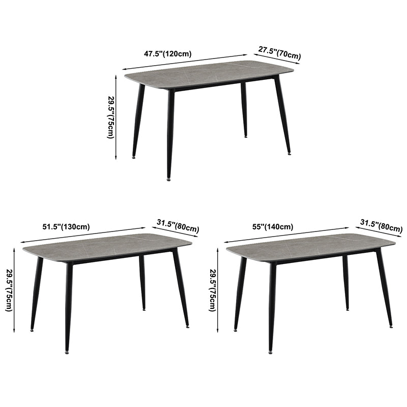 Contemporary Rectangle Dining Table Sintered Stone Dining Table with 4 Metal Legs for Dining Room Clearhalo ' dining_table' 'Dining Tables & Seating' 'Dining Tables' 'Furniture' 'furniture_dining_table' 'Kitchen & Dining Furniture' 'kitchen&dining_furn' 'kitchen' 'kitchen_dining_table' 3577953