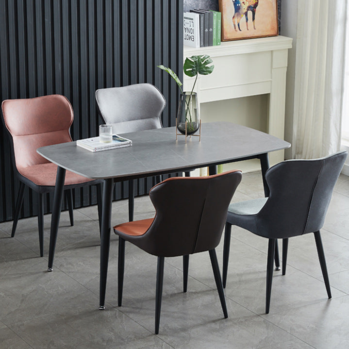 Contemporary Rectangle Dining Table Sintered Stone Dining Table with 4 Metal Legs for Dining Room Clearhalo ' dining_table' 'Dining Tables & Seating' 'Dining Tables' 'Furniture' 'furniture_dining_table' 'Kitchen & Dining Furniture' 'kitchen&dining_furn' 'kitchen' 'kitchen_dining_table' 3577954