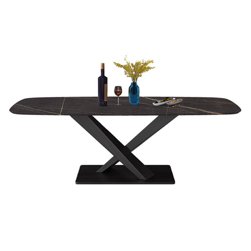 Metal Modern Rectangular Dining Table Sintered Stone Table for Dining Room Clearhalo ' dining_table' 'Dining Tables & Seating' 'Dining Tables' 'Furniture' 'furniture_dining_table' 'Kitchen & Dining Furniture' 'kitchen&dining_furn' 'kitchen' 'kitchen_dining_table' 3577982