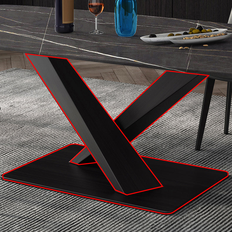 Metal Modern Rectangular Dining Table Sintered Stone Table for Dining Room Clearhalo ' dining_table' 'Dining Tables & Seating' 'Dining Tables' 'Furniture' 'furniture_dining_table' 'Kitchen & Dining Furniture' 'kitchen&dining_furn' 'kitchen' 'kitchen_dining_table' 3577984