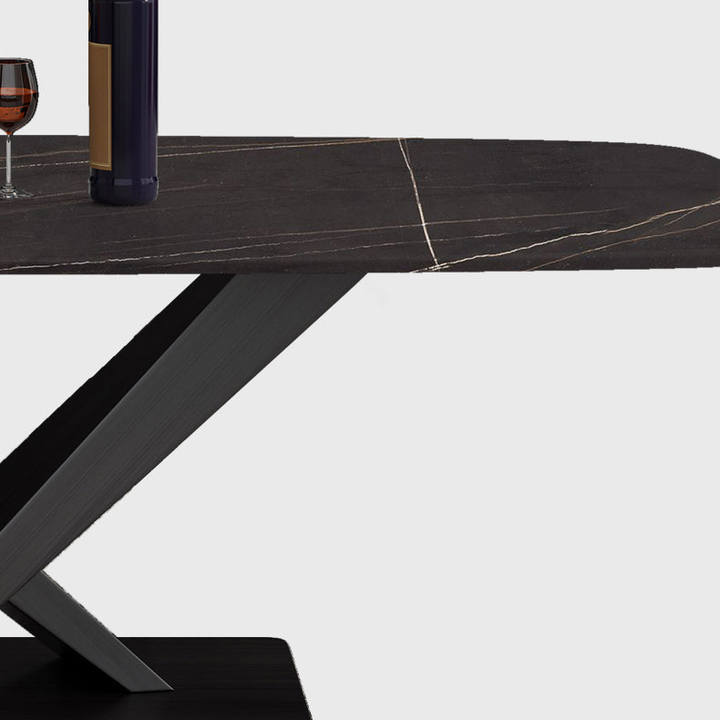 Metal Modern Rectangular Dining Table Sintered Stone Table for Dining Room Clearhalo ' dining_table' 'Dining Tables & Seating' 'Dining Tables' 'Furniture' 'furniture_dining_table' 'Kitchen & Dining Furniture' 'kitchen&dining_furn' 'kitchen' 'kitchen_dining_table' 3577985