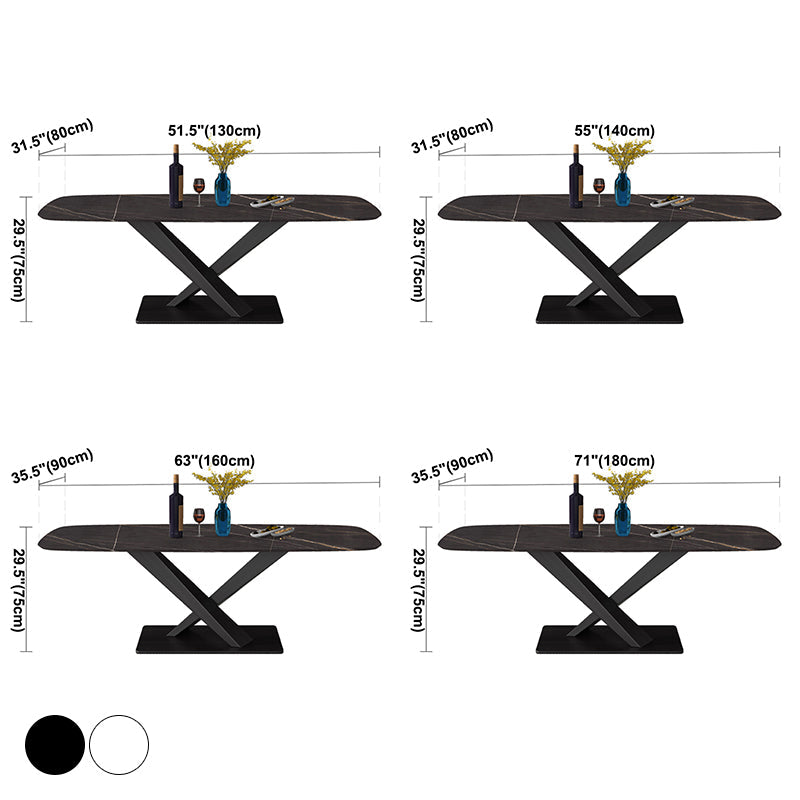 Metal Modern Rectangular Dining Table Sintered Stone Table for Dining Room Clearhalo ' dining_table' 'Dining Tables & Seating' 'Dining Tables' 'Furniture' 'furniture_dining_table' 'Kitchen & Dining Furniture' 'kitchen&dining_furn' 'kitchen' 'kitchen_dining_table' 3577986
