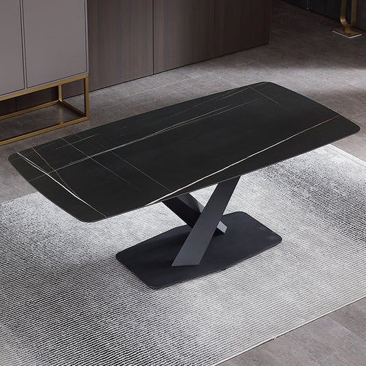 Metal Modern Rectangular Dining Table Sintered Stone Table for Dining Room