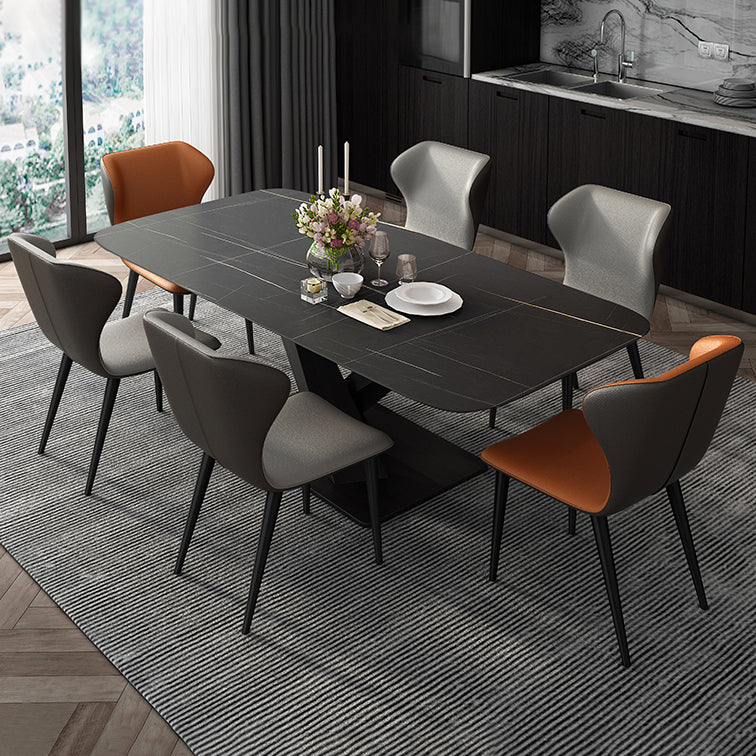 Metal Modern Rectangular Dining Table Sintered Stone Table for Dining Room Clearhalo ' dining_table' 'Dining Tables & Seating' 'Dining Tables' 'Furniture' 'furniture_dining_table' 'Kitchen & Dining Furniture' 'kitchen&dining_furn' 'kitchen' 'kitchen_dining_table' 3577990