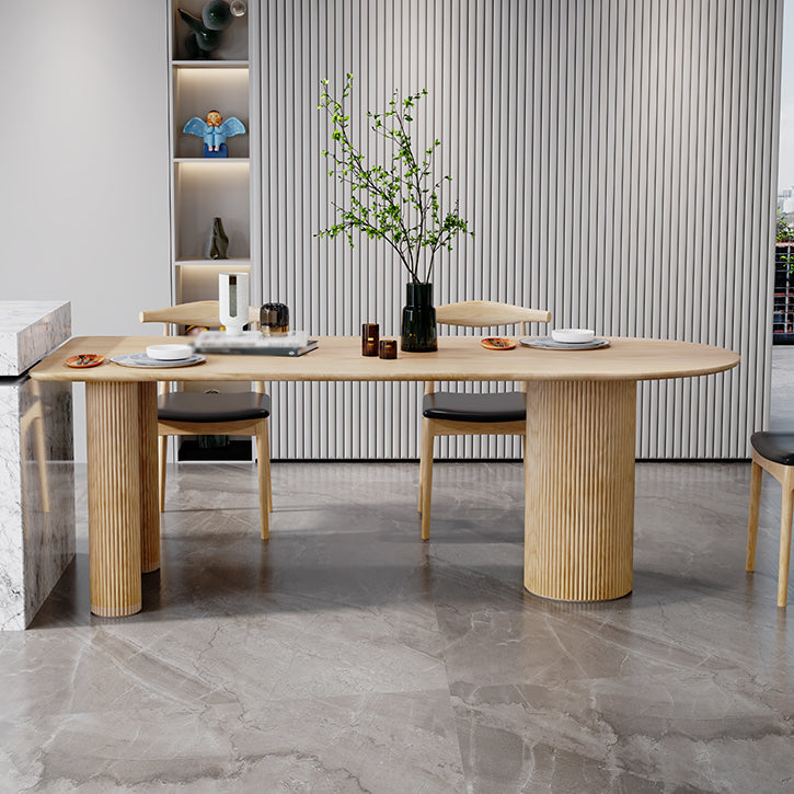 Contemporary Dining Table Ash Solid Wood Table with 3 Legs for Dining Room Clearhalo ' dining_table' 'Dining Tables & Seating' 'Dining Tables' 'Furniture' 'furniture_dining_table' 'Kitchen & Dining Furniture' 'kitchen&dining_furn' 'kitchen' 'kitchen_dining_table' 3577992