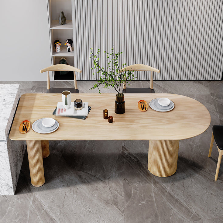 Contemporary Dining Table Ash Solid Wood Table with 3 Legs for Dining Room Clearhalo ' dining_table' 'Dining Tables & Seating' 'Dining Tables' 'Furniture' 'furniture_dining_table' 'Kitchen & Dining Furniture' 'kitchen&dining_furn' 'kitchen' 'kitchen_dining_table' 3577993