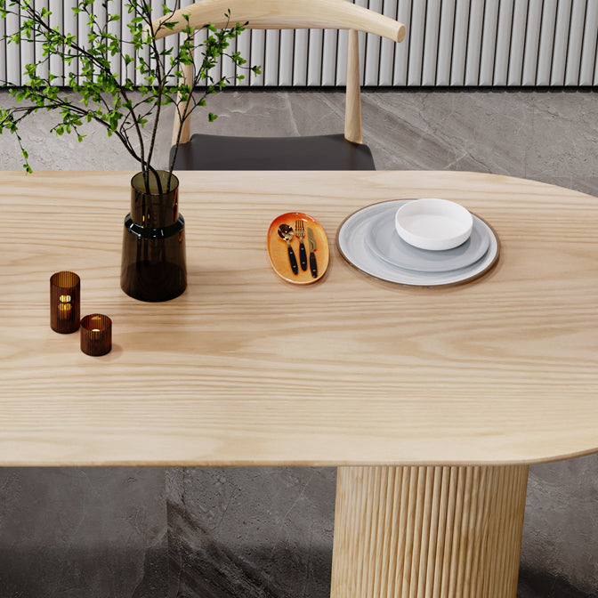 Contemporary Dining Table Ash Solid Wood Table with 3 Legs for Dining Room Clearhalo ' dining_table' 'Dining Tables & Seating' 'Dining Tables' 'Furniture' 'furniture_dining_table' 'Kitchen & Dining Furniture' 'kitchen&dining_furn' 'kitchen' 'kitchen_dining_table' 3577997