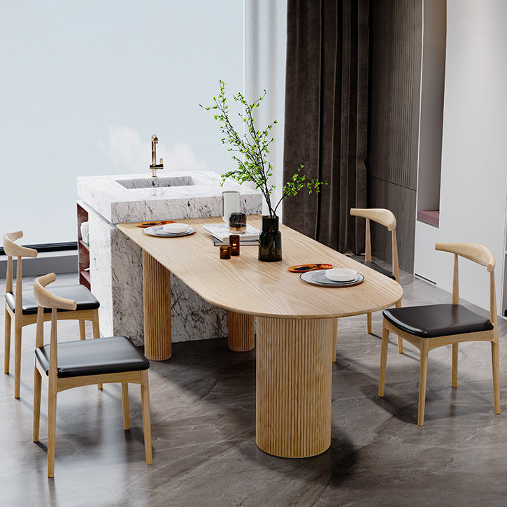 Contemporary Dining Table Ash Solid Wood Table with 3 Legs for Dining Room Clearhalo ' dining_table' 'Dining Tables & Seating' 'Dining Tables' 'Furniture' 'furniture_dining_table' 'Kitchen & Dining Furniture' 'kitchen&dining_furn' 'kitchen' 'kitchen_dining_table' 3578001