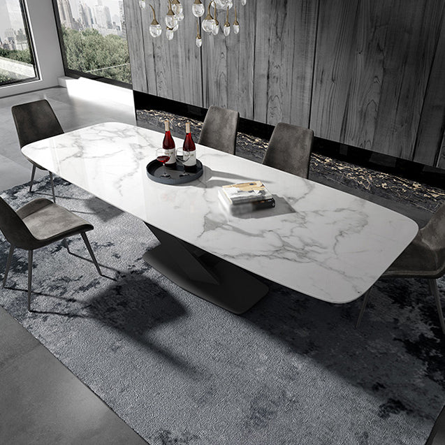 Metal Contemporary Rectangular Dining Table Sintered Stone Table for Dining Room Clearhalo ' dining_table' 'Dining Tables & Seating' 'Dining Tables' 'Furniture' 'furniture_dining_table' 'Kitchen & Dining Furniture' 'kitchen&dining_furn' 'kitchen' 'kitchen_dining_table' 3578014
