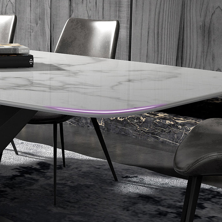 Metal Contemporary Rectangular Dining Table Sintered Stone Table for Dining Room Clearhalo ' dining_table' 'Dining Tables & Seating' 'Dining Tables' 'Furniture' 'furniture_dining_table' 'Kitchen & Dining Furniture' 'kitchen&dining_furn' 'kitchen' 'kitchen_dining_table' 3578018