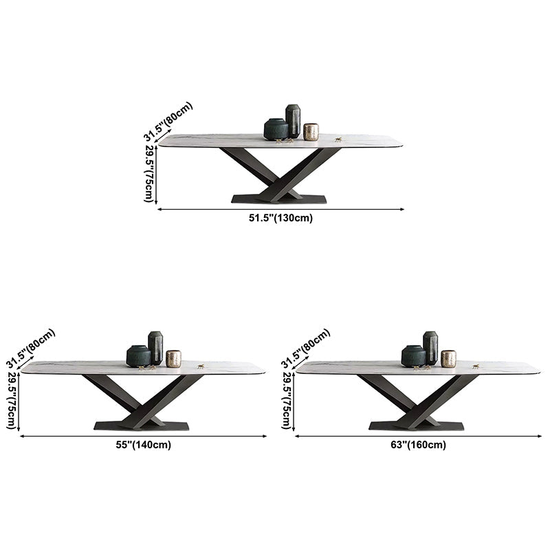Metal Contemporary Rectangular Dining Table Sintered Stone Table for Dining Room Clearhalo ' dining_table' 'Dining Tables & Seating' 'Dining Tables' 'Furniture' 'furniture_dining_table' 'Kitchen & Dining Furniture' 'kitchen&dining_furn' 'kitchen' 'kitchen_dining_table' 3578021