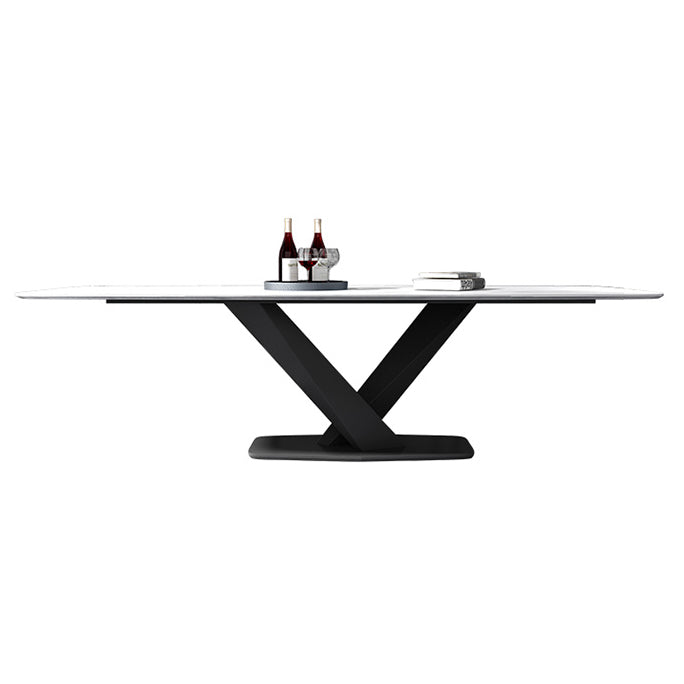 Metal Contemporary Rectangular Dining Table Sintered Stone Table for Dining Room Clearhalo ' dining_table' 'Dining Tables & Seating' 'Dining Tables' 'Furniture' 'furniture_dining_table' 'Kitchen & Dining Furniture' 'kitchen&dining_furn' 'kitchen' 'kitchen_dining_table' 3578022