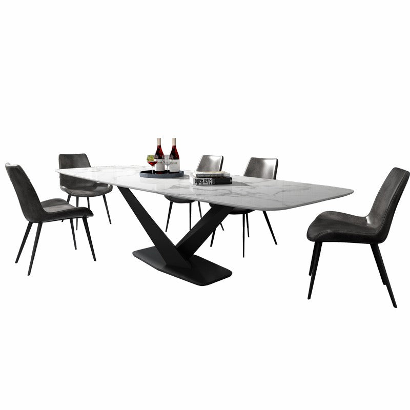Metal Contemporary Rectangular Dining Table Sintered Stone Table for Dining Room Clearhalo ' dining_table' 'Dining Tables & Seating' 'Dining Tables' 'Furniture' 'furniture_dining_table' 'Kitchen & Dining Furniture' 'kitchen&dining_furn' 'kitchen' 'kitchen_dining_table' 3578023