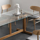 Trestle Table Clear Tempered Glass Dining Table Rectangle for Dining Room Home Clearhalo ' dining_table' 'Dining Tables & Seating' 'Dining Tables' 'Furniture' 'furniture_dining_table' 'Kitchen & Dining Furniture' 'kitchen&dining_furn' 'kitchen' 'kitchen_dining_table' 3578026