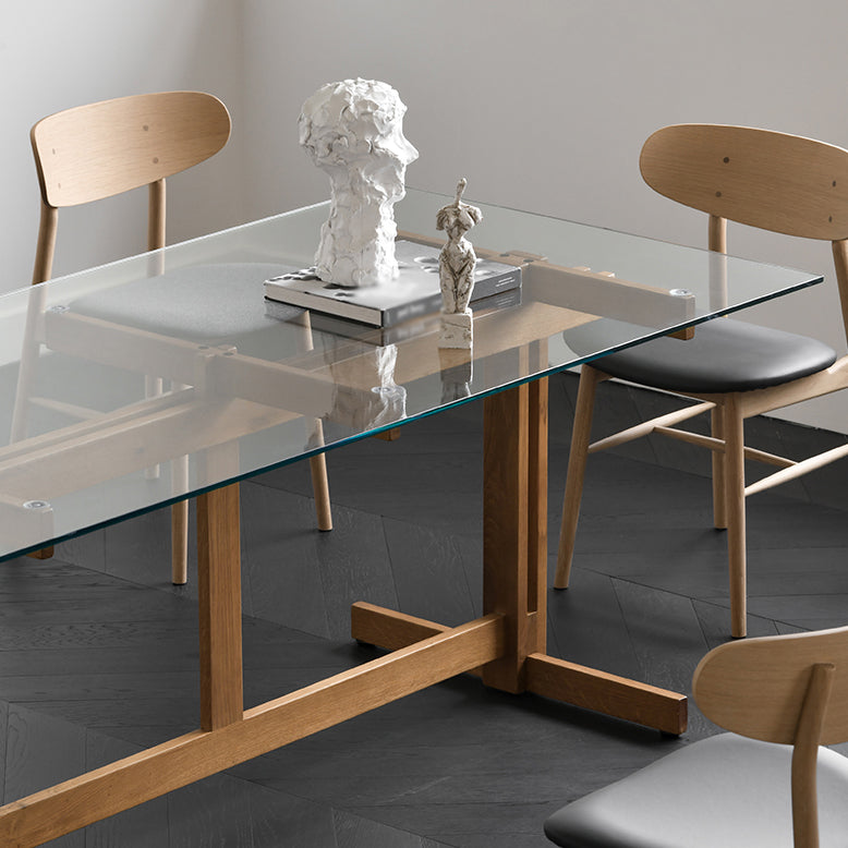 Trestle Table Clear Tempered Glass Dining Table Rectangle for Dining Room Home Clearhalo ' dining_table' 'Dining Tables & Seating' 'Dining Tables' 'Furniture' 'furniture_dining_table' 'Kitchen & Dining Furniture' 'kitchen&dining_furn' 'kitchen' 'kitchen_dining_table' 3578026