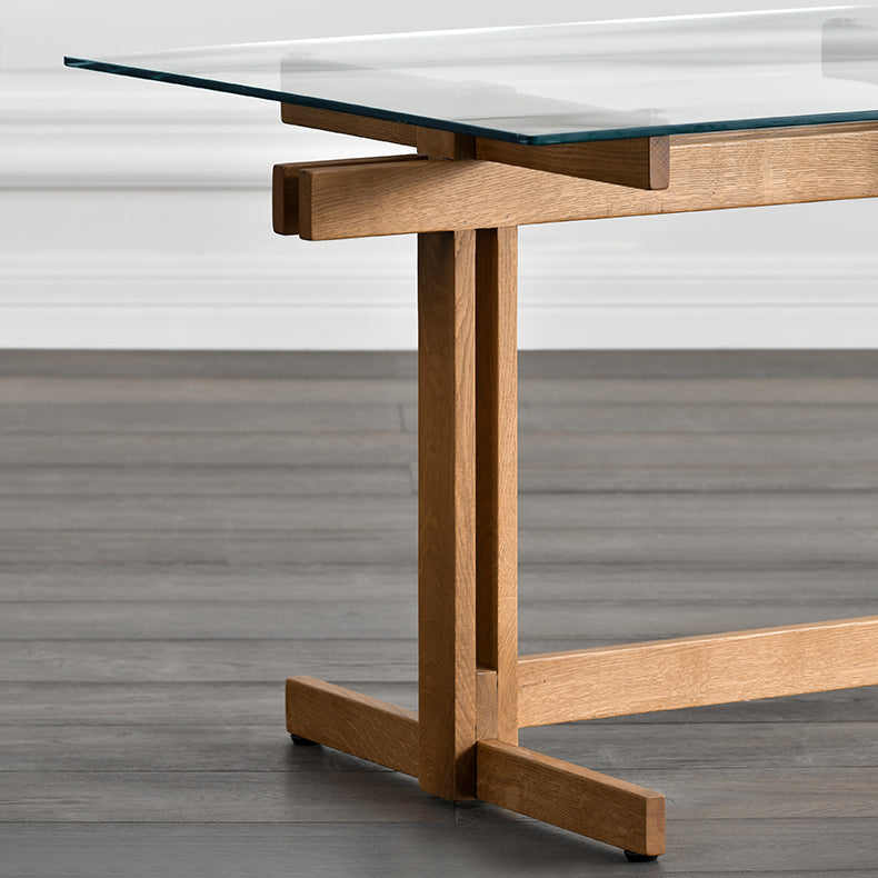 Trestle Table Clear Tempered Glass Dining Table Rectangle for Dining Room Home Clearhalo ' dining_table' 'Dining Tables & Seating' 'Dining Tables' 'Furniture' 'furniture_dining_table' 'Kitchen & Dining Furniture' 'kitchen&dining_furn' 'kitchen' 'kitchen_dining_table' 3578031