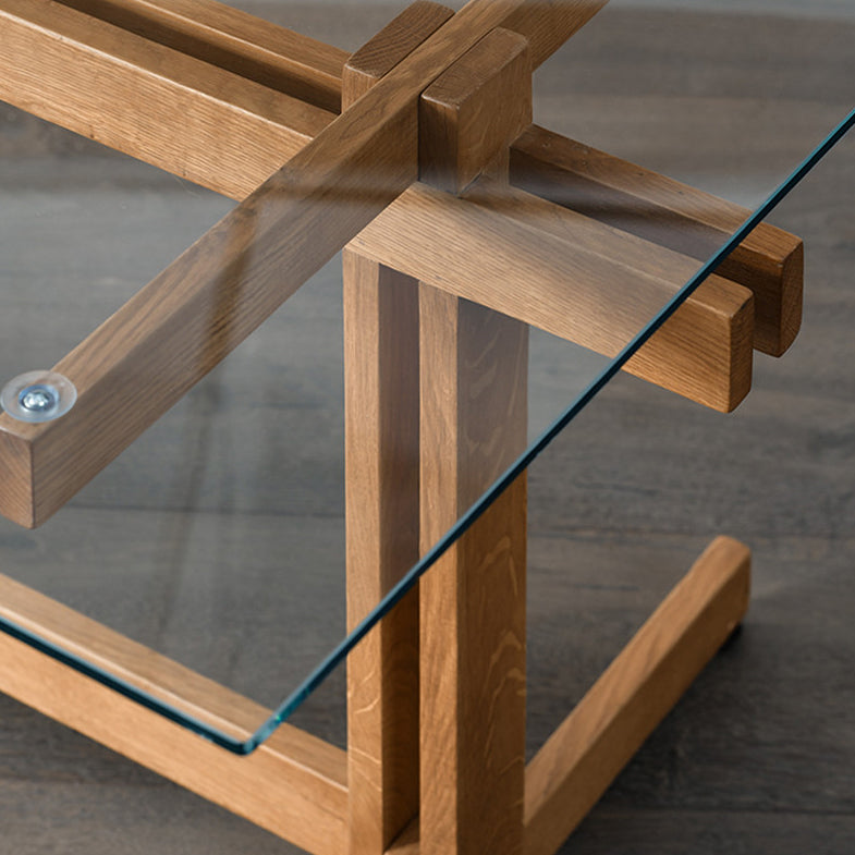 Trestle Table Clear Tempered Glass Dining Table Rectangle for Dining Room Home Clearhalo ' dining_table' 'Dining Tables & Seating' 'Dining Tables' 'Furniture' 'furniture_dining_table' 'Kitchen & Dining Furniture' 'kitchen&dining_furn' 'kitchen' 'kitchen_dining_table' 3578032