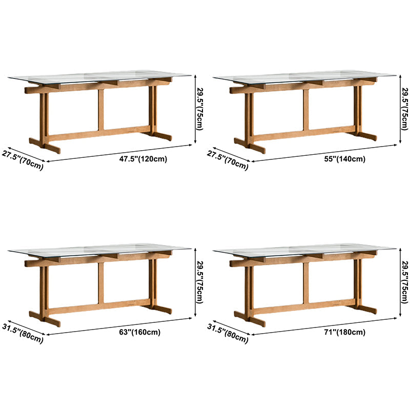 Trestle Table Clear Tempered Glass Dining Table Rectangle for Dining Room Home Clearhalo ' dining_table' 'Dining Tables & Seating' 'Dining Tables' 'Furniture' 'furniture_dining_table' 'Kitchen & Dining Furniture' 'kitchen&dining_furn' 'kitchen' 'kitchen_dining_table' 3578033