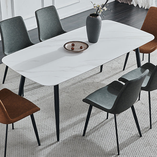 Contemporary Dining Table Sintered Stone Dining Table with 4 Metal Legs White Clearhalo ' dining_table' 'Dining Tables & Seating' 'Dining Tables' 'Furniture' 'furniture_dining_table' 'Kitchen & Dining Furniture' 'kitchen&dining_furn' 'kitchen' 'kitchen_dining_table' 3578036