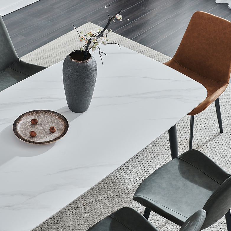 Contemporary Dining Table Sintered Stone Dining Table with 4 Metal Legs Clearhalo ' dining_table' 'Dining Tables & Seating' 'Dining Tables' 'Furniture' 'furniture_dining_table' 'Kitchen & Dining Furniture' 'kitchen&dining_furn' 'kitchen' 'kitchen_dining_table' 3578038